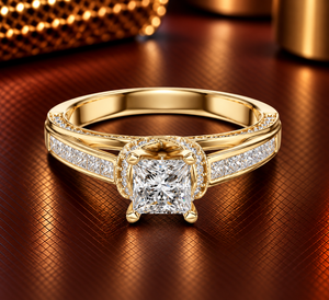 แหวนเพชรทรงปรินเซสคัท เพชรเลี้ยงในห้องปฏิบัติการ ทอง 14K 18K แบบฝังช่อง แหวนแบบแยกก้าน 1.15 กะรัต DEF VVS ฝังเพชรแบบละเอียด แหวนหมั้น ODM - Product Image 1