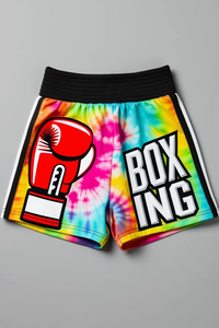 Shorts de boxe d'entraînement en tissu polyester, design personnalisé, logo brodé, respirant - Product Image 3