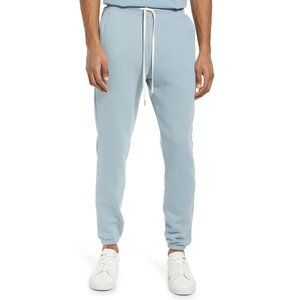 Pantalon de jogging décontracté pour homme, bleu clair, taille élastique, cordon de serrage, poches latérales, respirant, mélange de coton, coupe ajustée, pour le printemps - Product Image 1