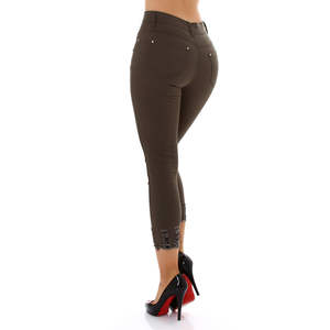 กางเกงยีนส์ทรงตรงสำหรับผู้หญิง รุ่นซัมเมอร์ ลุคสบายๆ เซ็กซี่ แต่งกระดุมและหมุด  ผ้าเดนิมระบายอากาศได้ดี เอวกลาง ทรงหลวม แต่งลายหินอ่อนแบบพันเกลียว - Product Image 3