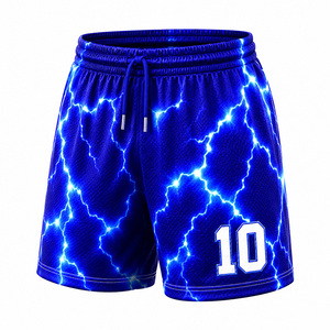 Pantalones Cortos de Baloncesto para Hombre con Gráfico de Rayo, Malla Transpirable, 100% Poliéster, Secado Rápido, Bolsillos Deportivos, Cintura Elástica con Cordón Ajustable - Product Image 1