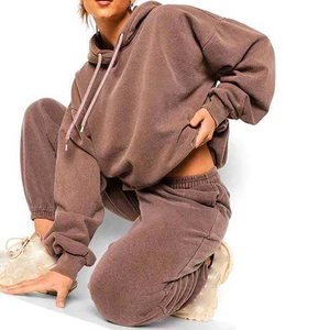 Nouvel ensemble de survêtement surdimensionné personnalisé à rayures pour femme, style délavé, coupe ample, unisexe - Product Image 3