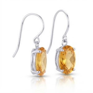 High Quality 925 Sterling Silver Rhodium Plated Bohemian <b>Citrine</b> Hook Danglers Pear Shape Claw Setting Women's <b>Earrings</b> Party - Product Image 3