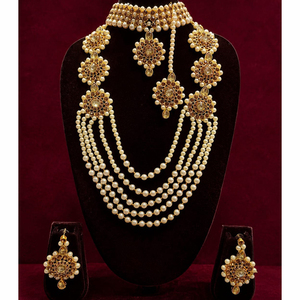 Ensemble collier et boucles d'oreilles pour femme JeweleMarket, plaqué or, pierres en cristal, perles ethniques, cadeau de mariage, de fiançailles ou d'anniversaire - Product Image 3