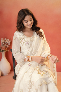 Fendy <b>Silk</b> Multi Embroidery Sequence Kurti Set With Lined Elastic <b>Palazzo</b> <b>Pant</b> And Matching Embroidered Dupatta For Women UV 150 - Product Image 5