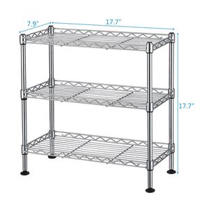 Auslar Heavy Duty Étagère en fil métallique à 3 niveaux Support de rangement en métal réglable Organisateur autoportant chromé pour cuisine Garage - Product Image 5