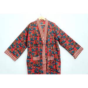Robe kimono en coton coloré à motifs abstraits, imprimée à la main, pour femmes, peignoir léger indien, idéal pour se détendre et dormir. - Product Image 2