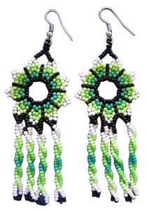 ต่างหูปักลูกปัดสีชมพูและสีฟ้าคุณภาพดีที่สุด งานแฮนด์เมดสำหรับงานแต่งงานจากอินเดีย - Product Image 3