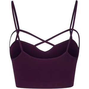Women Sports Bra <b>Strappy</b> Crop <b>Top</b> Criss Cross Front Purple Fitness Workout Activewear Custom OEM Wholesale Supplier - Product Image 2