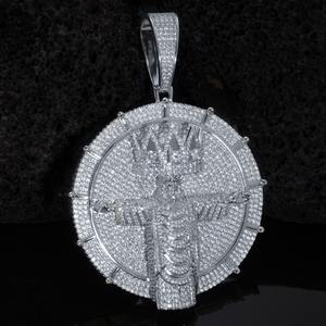 Nouveauté 2025 Pendentifs Rondes Couronne de Roi en Argent Sterling S925 Style Hip Hop Moissanite Iced Out - Product Image 3