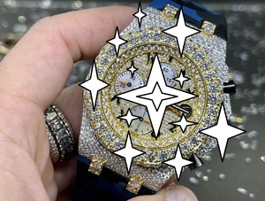 <b>Automatic</b> Luxury Sport Stainless Steel <b>Chronograph</b> Watch Crystal Mechanical Movement Fully Moissanite Bracelet Hip Hop Style - Product Image 3