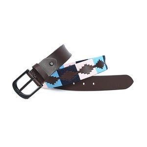 Elegante Cinturón Polo Hecho a Mano en Cuero Genuino con Costuras de Hilo Multicolor Brillante, Hebilla de Cuero con Diseño Polo, Logotipo Personalizado - Product Image 2