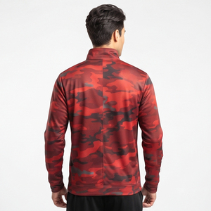 Full Zip Outdoor Track Jacket Men Breathable Sportswear Track Jackets Men's Red <b>Camouflage</b> Zip-Up Racer Jacket - Product Image 3