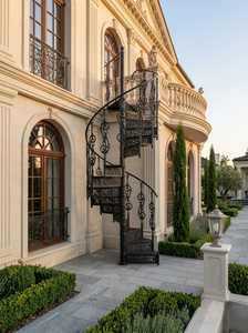 Escalier en colimaçon décoratif en fer forgé de style européen avec rampe en fer forgé pour usage extérieur dans les villas, les balcons, les porches, les centres commerciaux et les halls - Product Image 4