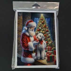 Biglietti d'auguri di Babbo Natale con Bedlington Terrier, confezione da 8 biglietti fantasia formato A7 (5x7) con buste - Product Image 3