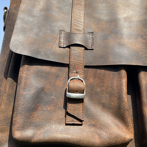 Distressed Genuine Leather Laptop <b>Bag</b> for <b>Men</b> Vintage Brown Dual Front Pockets Rustic Satchel <b>Messenger</b> Crossbody Travel - Product Image 4