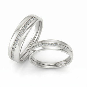Classic Two Tone Diamond Engagement Band <b>Couple</b> <b>Ring</b> with Round Brilliant Cut Diamonds Natural and Lab Grown Diamonds - Product Image 2