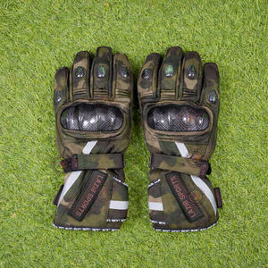 Gants de moto professionnels imperméables à manchette longue, en textile et cuir, avec protection des jointures, réfléchissants, coupe-vent, pour la conduite hivernale - Product Image 1