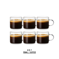 Tasse en verre borosilicate 90 ml / 3,04 oz, mini-tasse 6 en 1, vaisselle à expresso, articles de cuisine de haute qualité pour le café et le thé à la maison