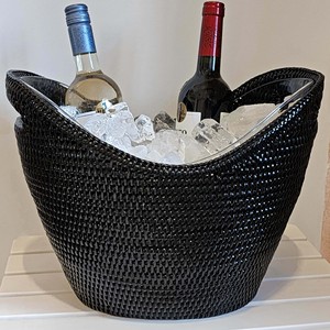 Cesta enfriadora de bebidas de ratán negro para botellas de champán, cubo de hielo para bebidas, esencial para la cocina - Product Image 3