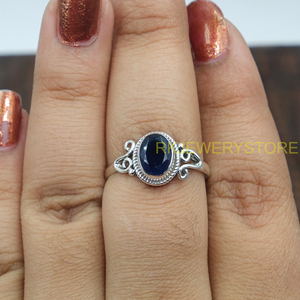 Anillo de Zafiro Azul Natural, Plata de Ley 925, Anillo Minimalista con Piedra Azul, Anillos de Compromiso para Mujer, Joyería de Regalo para Mujer - Product Image 5