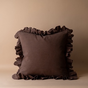 Magnifique taie d'oreiller en coton faite à la main, rose sauge, à volants, en tissu à larges rayures, avec fermeture éclair discrète, tissée à la main, pour la maison, l'hôtel, Noël - Product Image 4