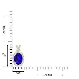 Collier pendentif en or 14 carats certifié IGI, style nœud papillon, avec tanzanite taille ovale 0,4 carats et diamants 0,2 carats, chaîne à maillons, pendentif le plus vendu - Product Image 2