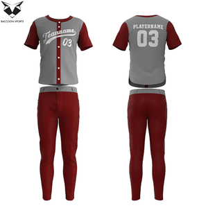 Uniforme de Béisbol para Hombre, Color Gris Granate, Manga Corta, Nuevo, Cómodo, Tela Suave al Tacto, Impresión por Sublimación - Product Image 3