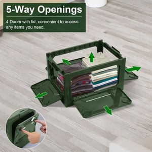 Folding <b>Storage</b> Bin 1pc <b>Collapsible</b> Organizer <b>Box</b> Top Lid Cutting Board Stackable Grocery Container for Camping Grocery <b>Storage</b> - Product Image 6