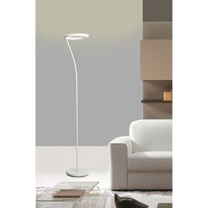 Lampada da Terra LED in Metallo Bianco Opaco, Alta 73 Pollici, con Design Halo - Product Image 3