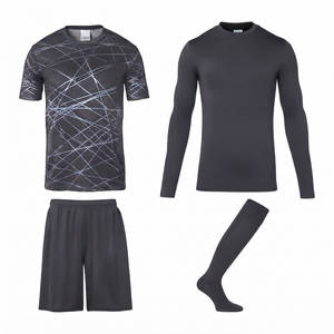 Ensemble de maillots de football gris anthracite personnalisés par le fabricant, légers, à séchage rapide, 100 % polyester, col rond, manches courtes, unisexe - Product Image 1