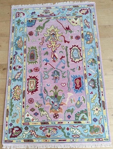 Tapis en laine rose à motifs floraux, tissé à la main, antidérapant, lavable, rembourré, écologique pour salon, chambre, hôtel - Product Image 4