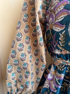 เดรสยาวพิมพ์ลายดอกไม้ คอวี แขนยาว ผ้าฝ้าย 100% สำหรับผู้หญิงไซส์ใหญ่ สวมใส่สบายๆ ราคาโรงงาน - Product Image 6