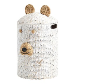 Cesta de Almacenamiento de Jacinto de Agua con Forma de Oso Blanco y Tapa, Organizador de Juguetes Tejido con Forma de Animal para Decoración de Habitación Infantil - Product Image 2