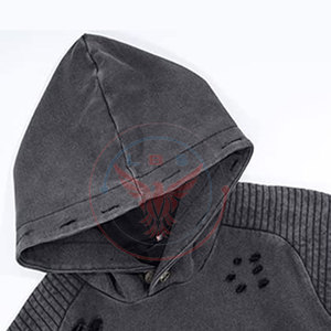 <b>Top</b> Selling Unique Design <b>Distressed</b> Hoodies High Quality Solid Pattern Customized Logo Winter Street Wear Fleece - Product Image 4