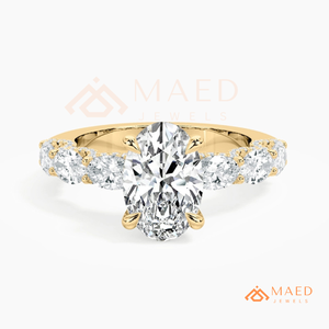Moissanite Pear Three <b>Stone</b> Ring for Women Gold Tone Engagement Anniversary Jewelry Elegant Daily Style - Product Image 5