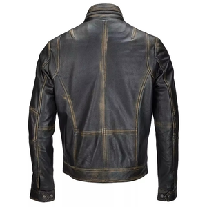 Veste en cuir vintage pour homme, style Cafe Racer, avec épaulettes matelassées, en cuir d'agneau véritable, cuir de vachette, moto, OEM personnalisé - Product Image 2