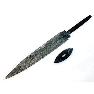 Hoja en bruto de acero de Damasco premium, hecha a mano, para ensamblaje de mangos personalizados, proyectos de bricolaje y uso en taller. - Product Image 3