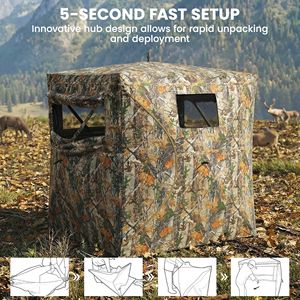 Refugio de Caza Plegable de Camuflaje para 2 Personas con Vista de 270° y Ventanas para la Caza de Ciervos - Product Image 4