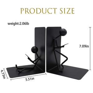New design Modern Metal Bookend Set Human Figure Reading Design Decorative <b>Book</b> Holder Office Desk Organizer Home Decor - Product Image 5