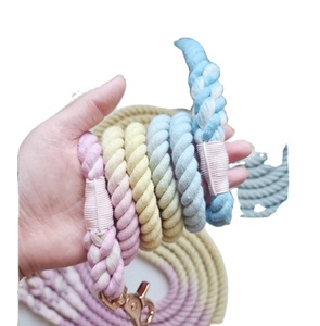 ชุดสายจูงสุนัขสายจูงสีเขียวทำด้วยมือเชือกคอตตอนทำด้วยมือ - Product Image 1