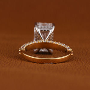 Anillo de Compromiso de Lujo en Oro Sólido de 14K Chapado en Oro Rosa con Diamante Cultivado en Laboratorio de 5.00 CT, Corte Radiante, Banda Pavé para Mujer, Certificado IGI - Product Image 2