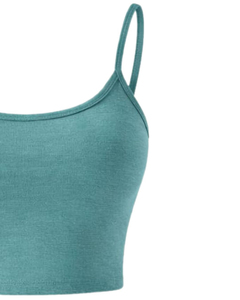 Conjunto de 2 Piezas para Mujer, Color Verde Azulado, Top Corto sin Mangas con Cordón Ajustable y Pantalones Cortos, Tejido Sólido y Transpirable, Ropa Casual de Primavera/Verano - Product Image 6