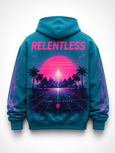 Custom Teal <b>Pink</b> Graphic 100% Cotton Fleece Pocket Winter Print Hoodie Regular Fit Streetwear Pullover Sweatshirt Unisex OEM ODM - Product Image 2