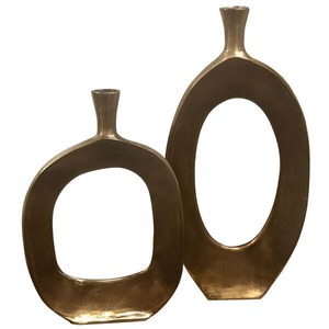 Jarrón de suelo moderno, jarrón decorativo grande, jarrón alto para flores, jarrón de metal para flores, jarrón de latón para flores, jarrón de latón acanalado, metal texturizado - Product Image 1