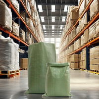 Sacoches en plastique tissé PP vertes en promotion, impression offset, recyclables, avec bec verseur, fabriquées au Vietnam, pour riz, farine et engrais, capacités 100kg/50kg/25kg