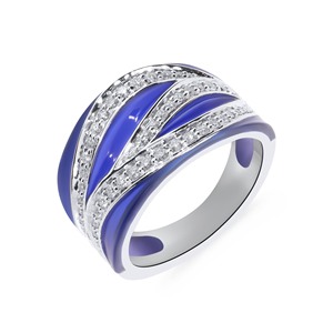 Anillo de Diamantes con Ondas Superpuestas, Banda Celestial, Diamantes con Brillo Bronceado y Luz de Medianoche - Product Image 1