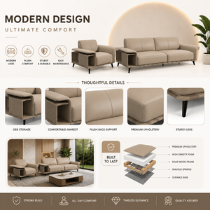 Juego de Sofás Tapizados Minimalistas Modernos con Espuma HR de Alta Densidad 40 y Base de Madera de Roble Americano Resistente para un Asiento Cómodo - Product Image 5