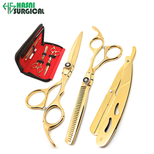 Surgical Instruments Manufacturer Pakistan Barber Hair Cutting and <b>Thinning</b> Scissors Kit with Straight Razor - Product Image 5