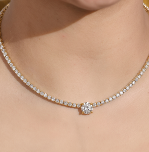 สร้อยคอเพชรสำหรับเทนนิสสีล้วน10K 14K 18K ได้รับการรับรองจาก VVS - Product Image 2